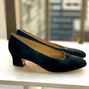 Vintage Salvatore Ferragamo Black Suede Heels